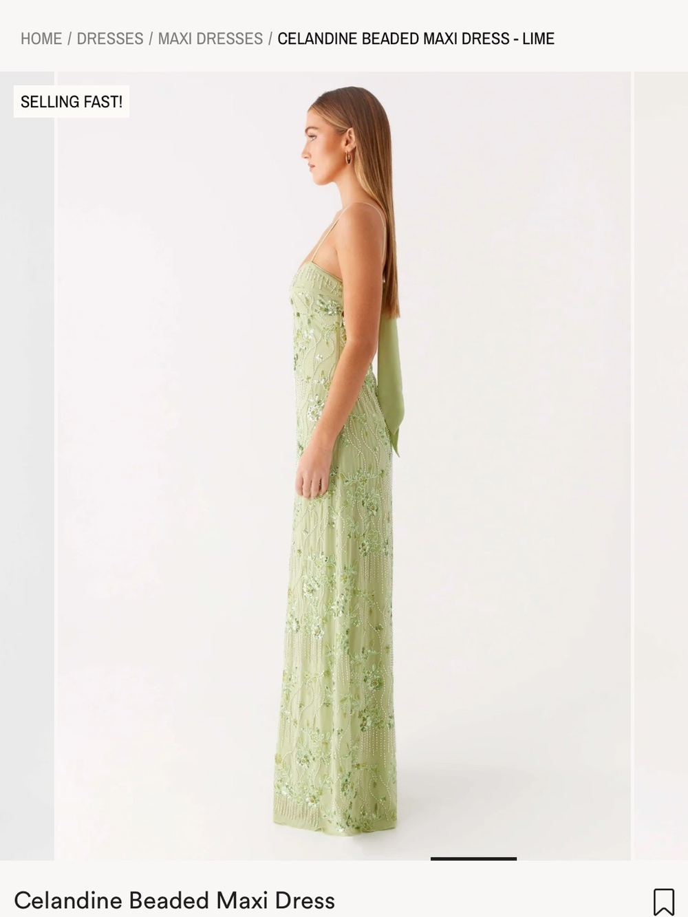 Peppermayo Light Green Beaded Maxi Dress - Picture 3 of 5
